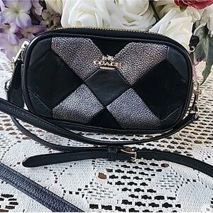 Coach Black and Silver Crossbody Bag EUC 2018 6.5”x4”